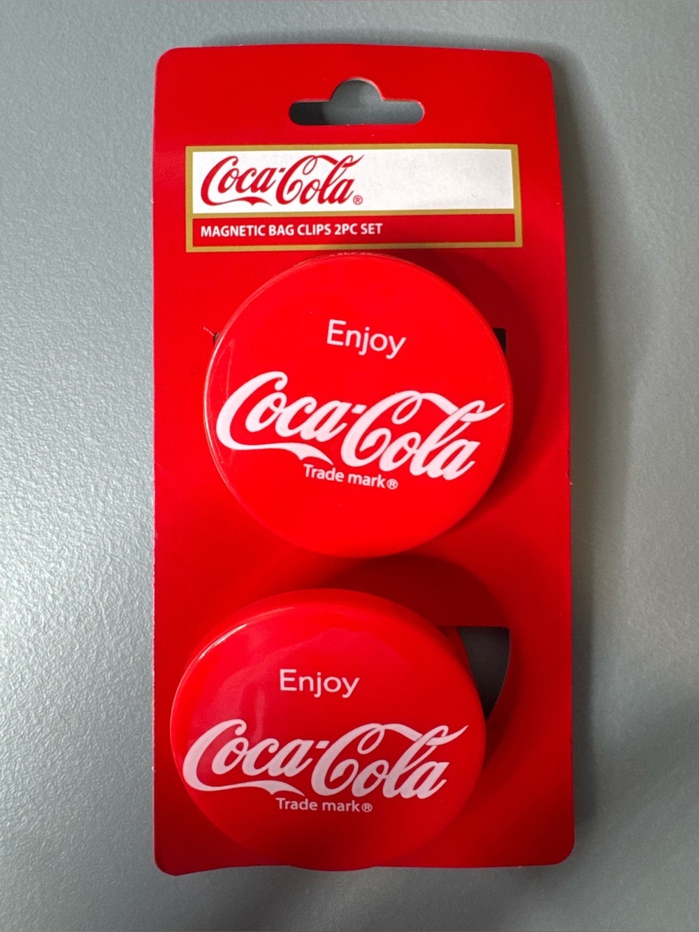 Coca Cola Red Magnetic Logo bag Clips 2-Pack  nostalgia